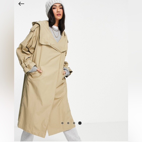 Mango oversized trench coat with hood in beige - Picture 2 of 7